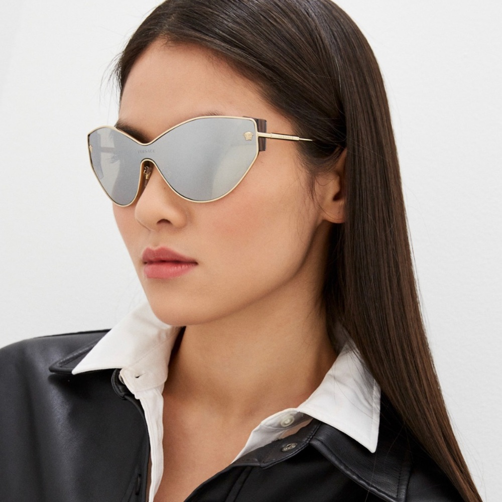 NEW VERSACE VE2239 1252/6G SILVER CAT EYE SUNGLASSES VERSACE VE 2239